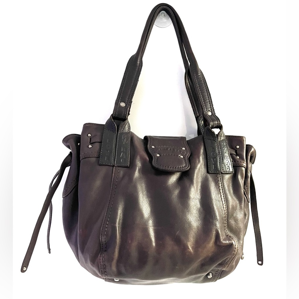 Lancaster Paris Brown Leather 'I Love My Bag' Shoulder Bag